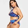 XXXL 3XL 4XL 5XL Plus Size Bikini Galaxy Print Halter Purple Swimwear Women Plus Size Bodysuit Swimming Beach Wear 2018 New