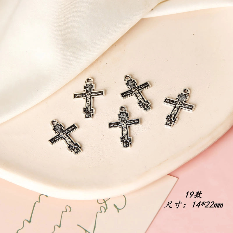 10 PCS/Package 8 * 20mm Alloy Cross Polished Pendant Jewelry Accessories