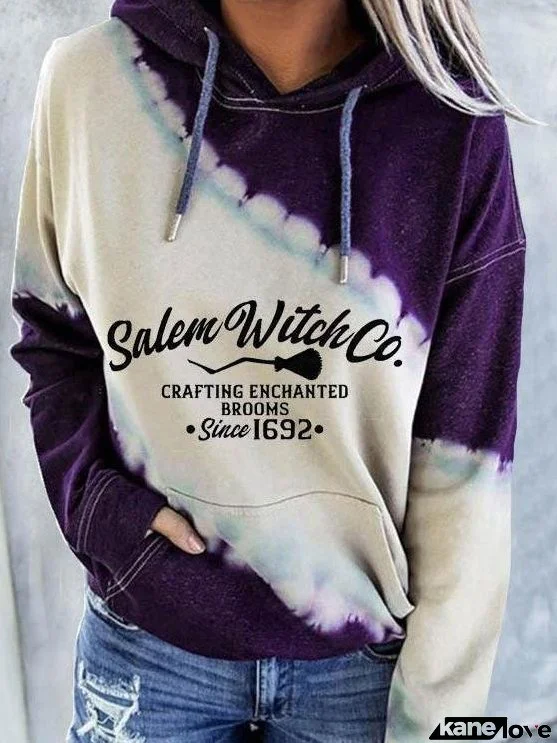 Women's Hoodies Contrast Letter Print Pocket Long Sleeve Hoodie