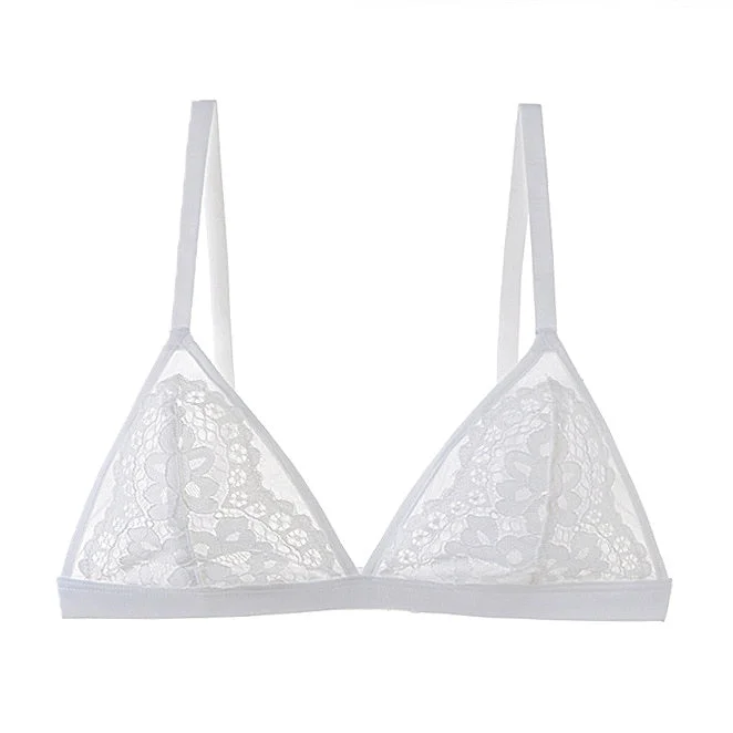 Sexy Lace Bra For Teenage Girl French Translucent Wireless Bralette Underwear Adjustabl Small Chest Bras Pink Women's Lingerie