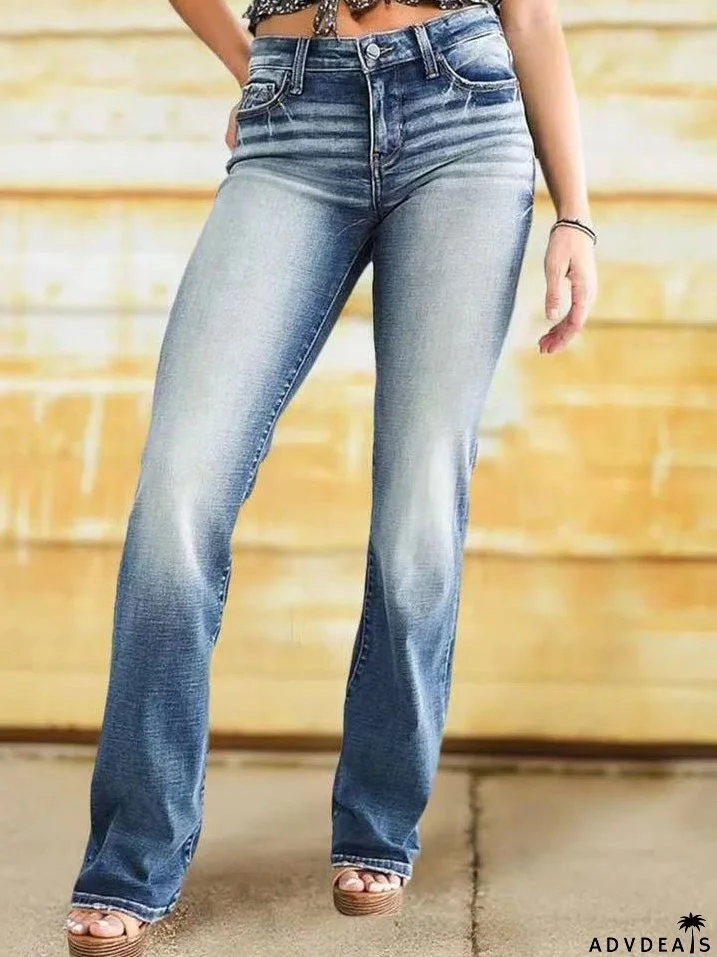 Women's Jeans Pocket Slim Fit Micro-Flare Jeans