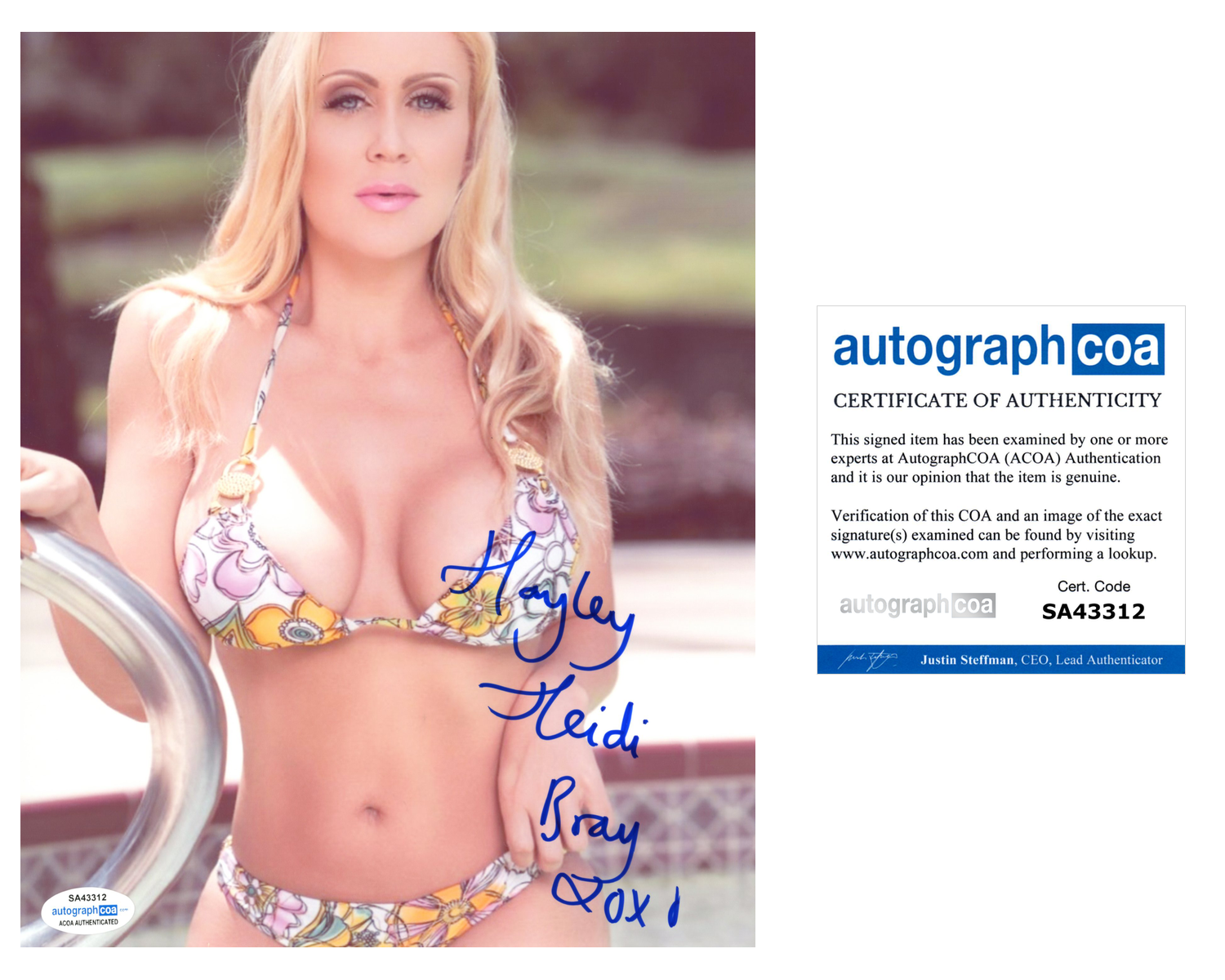 Hayley Heidi Bray Signed Autographed 8x10 Photo Poster painting Sexy Model ACOA COA