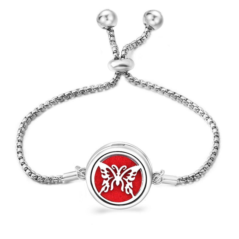 Fashion Angel Wings Aromatherapy Pendant Bracelet Essential Oil Diffuser Stainless Steel Bracelet Adjustable Women Simple