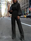Urban Style Long Sleeves+Straight Leg Jumpsuits