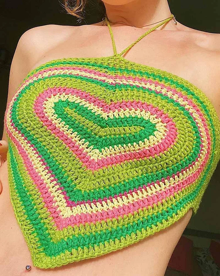 Love Gradient Crochet Halter Top