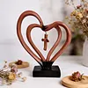 Resin Entwined Heart & Cross Christian Wedding Sculpture Symbolizing Husband Wife & God Two Hearts & Cross Keepsake for Weddings Anniversaries & Religious Gifts