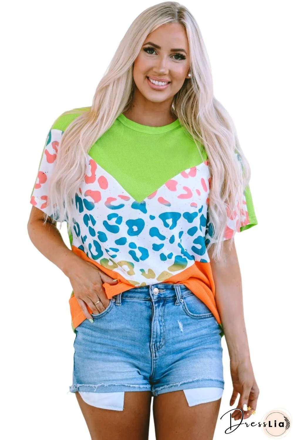 Leopard Waffle Knit T-Shirt