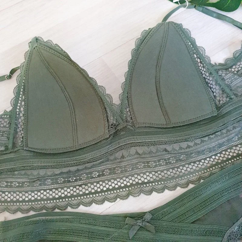 Lenceria Sexy Wire Free Bra Set Thin Bra Underwear Women Set Ensemble Lingerie Feminina Triangle Cup Lingeries Women's Intimates 515