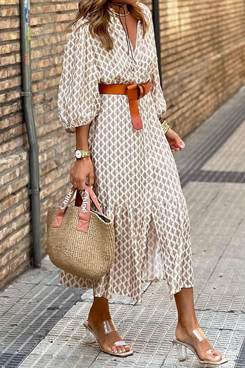 Sweet Elegant Print Animal Printing V Neck A Line Dresses(4 Colors) main image 1