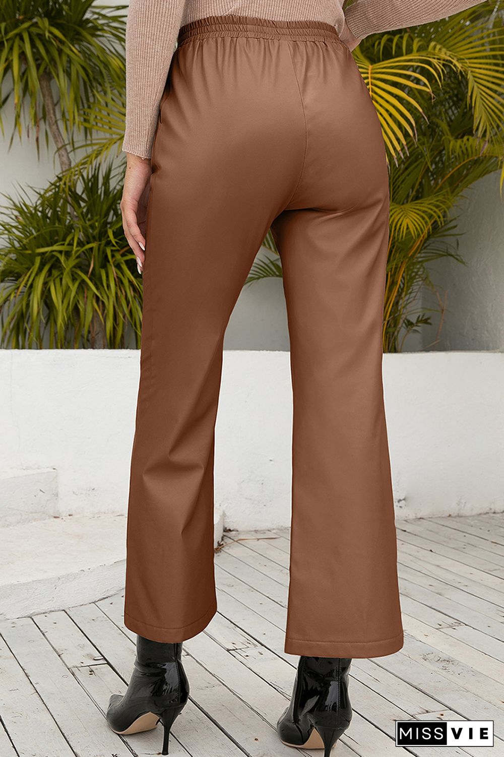 Casual Elegant Solid Split Joint Pocket Loose Wide Leg Solid Color Bottoms
