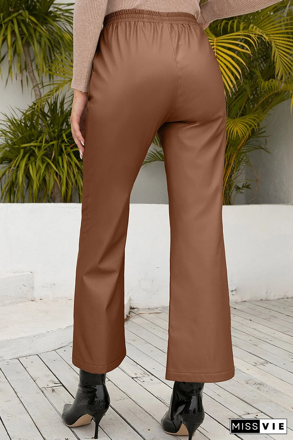 Casual Elegant Solid Split Joint Pocket Loose Wide Leg Solid Color Bottoms
