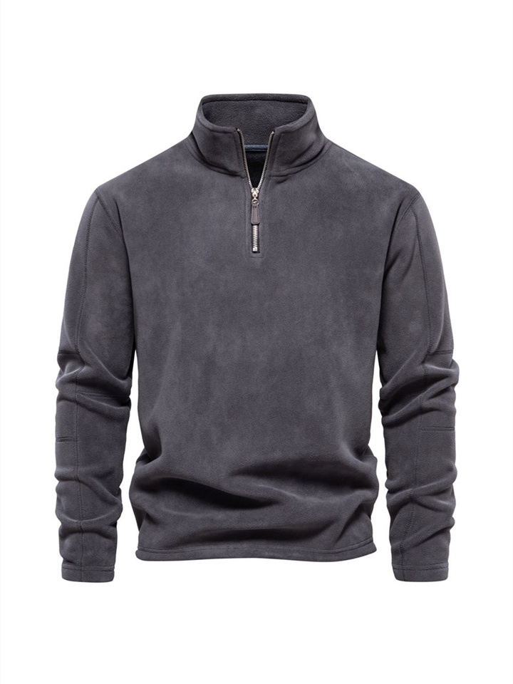 Casual Solid Color Loose Pullover Men's Shaker Sweater Collar Half-zipper Straight Sleeve Long-sleeved Trend Versatile Men's Tops