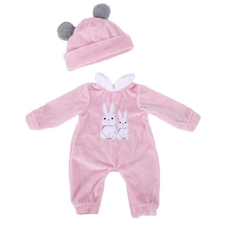 Babeside 17''- 20'' Baby Dolls Girls Reborn Baby Dolls Clothes 2pcs Cute Bunny Long Sleeve Jumpsuit with Hat Clothing Outfits Accessories,Pink
