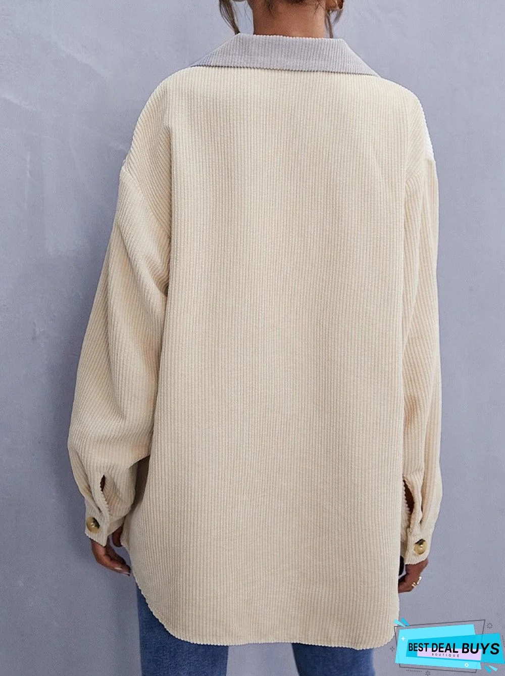 Fall/Winter Corduroy Color Matching Single-Breasted Jacket