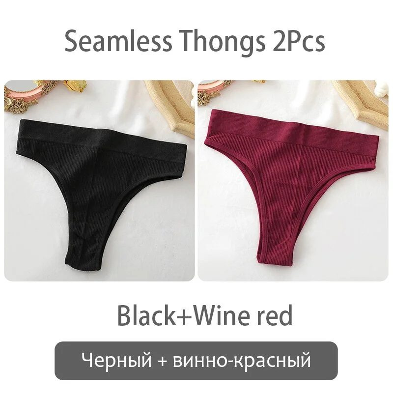 FINETOO Women Thong Panties Sexy Underwear Low Waist G-String Female Underpants Girls Thongs Solid T-back Seamless Lingerie S-XL
