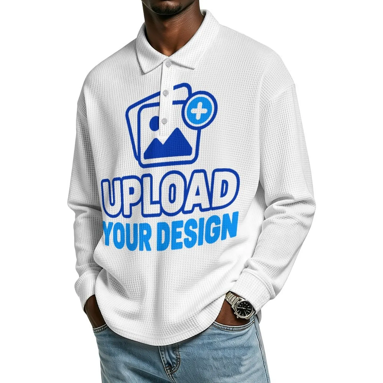 Men's Waffle Hooded Sweatshirt custom product view 8