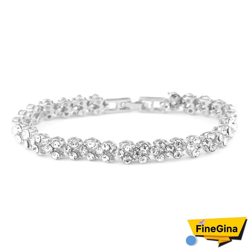 Luxury Fashion Women 925 Sterling Silver Crystal Bracelet 18K Gold Braided Leaf Bracelet Rose Gold Bracelet for Women Diamond Bracelet Valentine's Day Gift Party Bride Engagement Wedding Bracelet Anniversary Gift Christmas Gift Jewelry