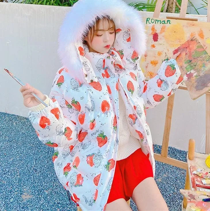 Sweet Fluffy Strawberry Winter Coat SS1668