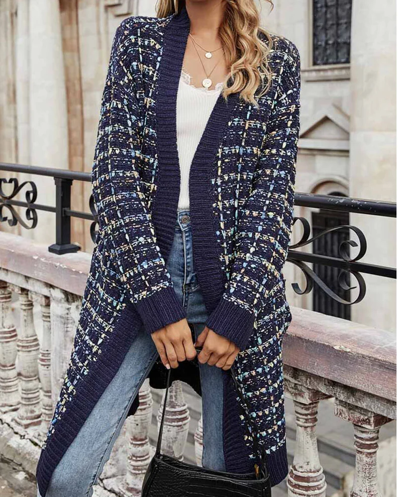 Color Contrast Knit Coat