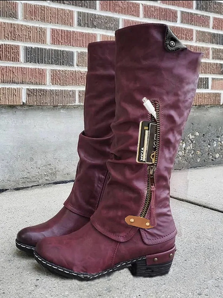 Autumn Winter New Side Zipper Pointed Female Knight Boots