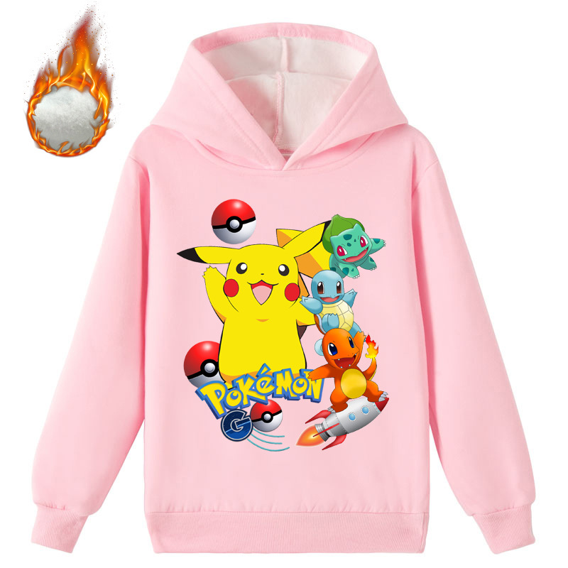 Mayoulove Pikachu Fleece Hoodie - Perfect for Young Pokemon Fans! Cozy and Warm, Ideal for Outdoor Activities. Ideal for Kids Aged 2-10.-Mayoulove