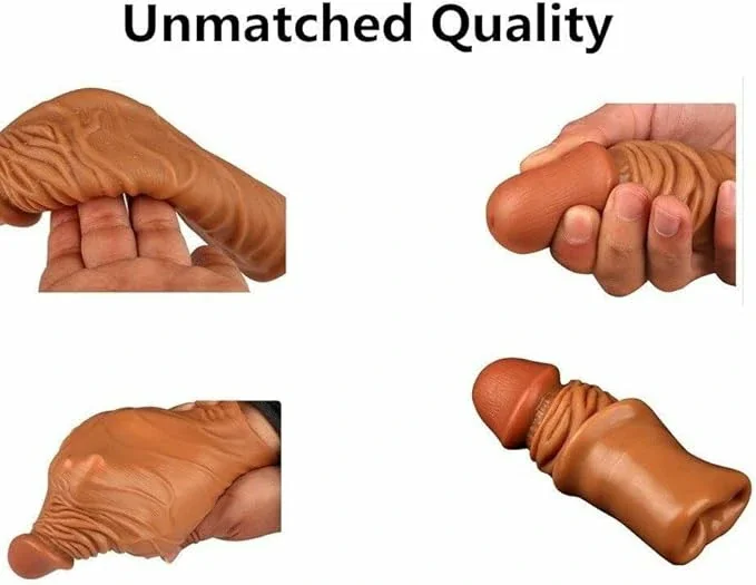 Penis Extension, Liquid Silicone Penis Sleeve with Vivid Glans and Veins, Delay Ejaculation Sex Toys for Men