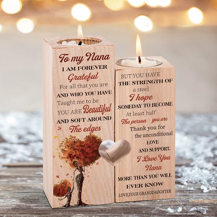 To My Nana Candlesticks-I Love You-Wooden Candle Holder For Nana