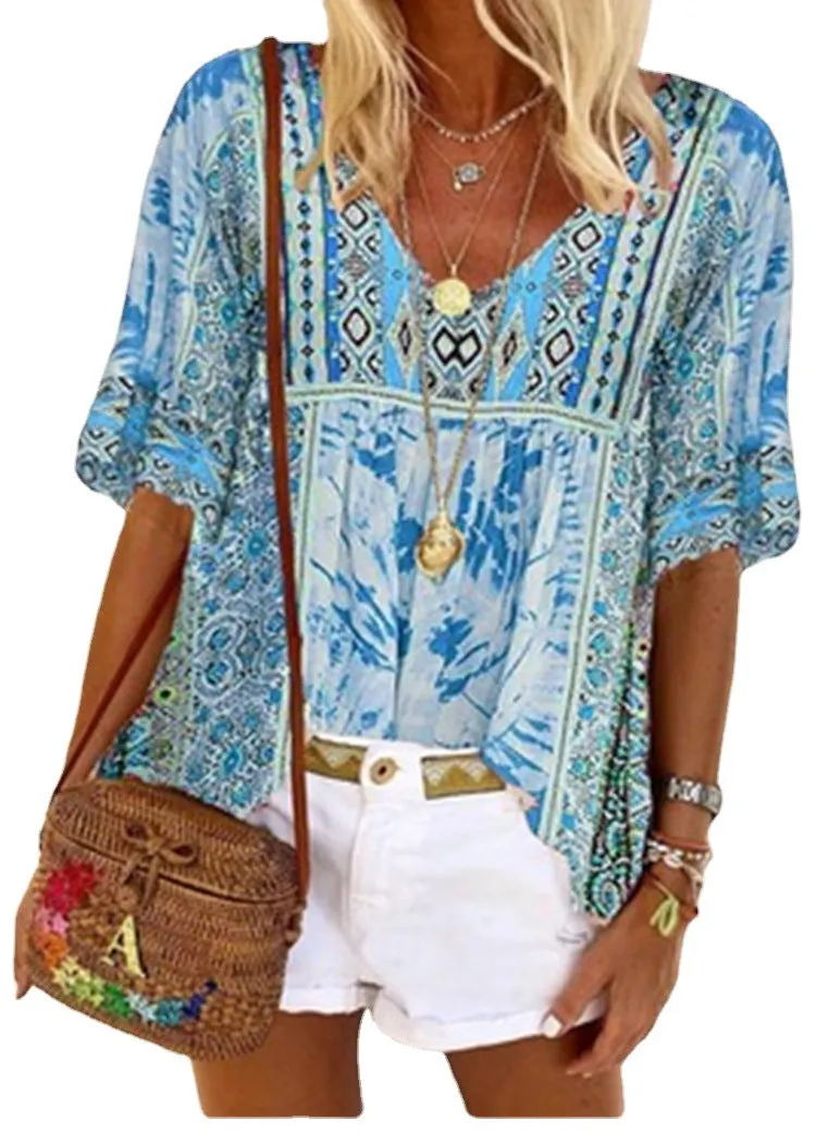 Urban Casual Print Pullover T-shirt for Women