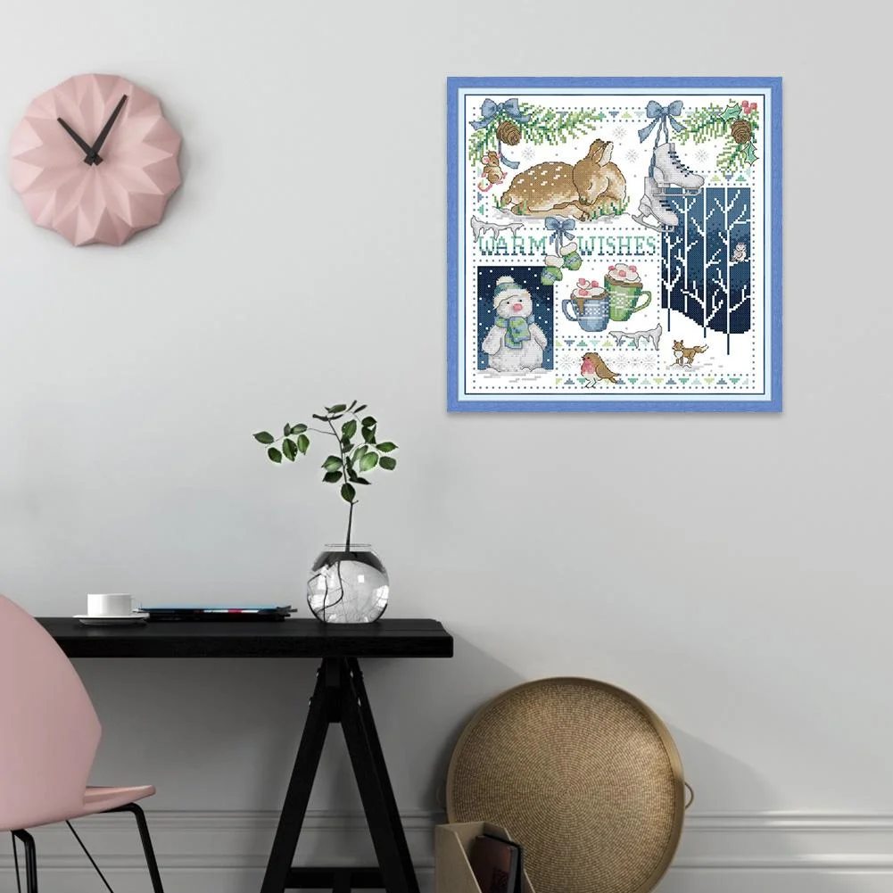 14ct Stamped Cross Stitch - Xmas Fawn(32*32cm)