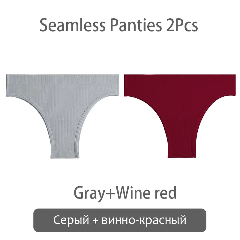 FINETOO Seamless Brazilian Panties Women 2Pcs/set T-back Underwear M-XL Panty Ladies Thongs Underpants Female Lingerie 9 Colors