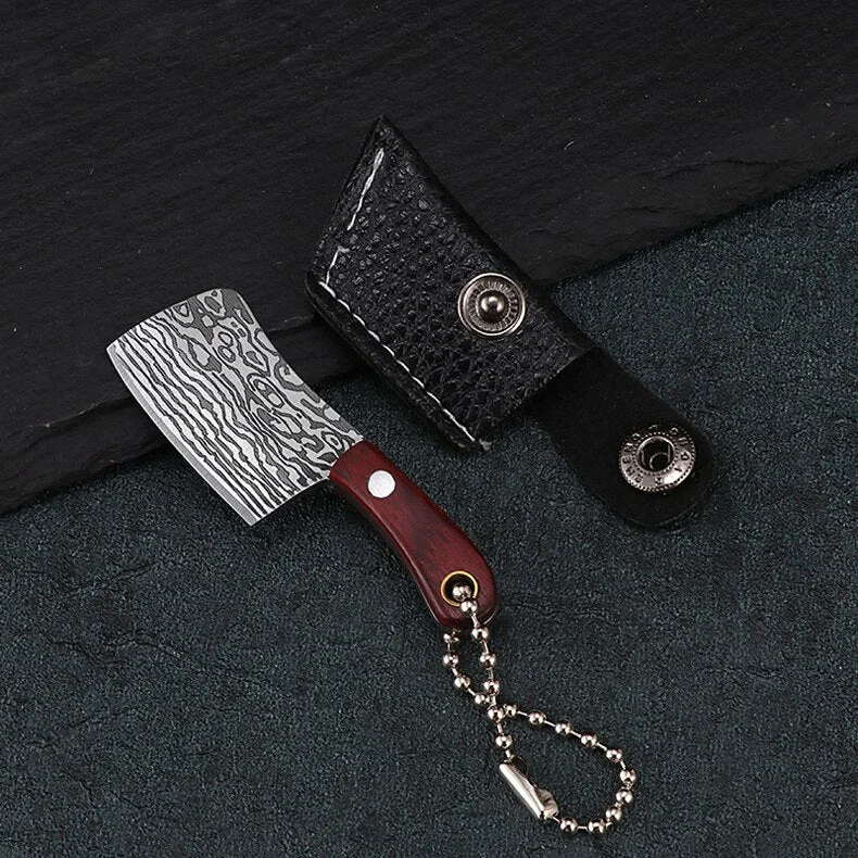 Portable Keychain Pocket Knife Stainless Steel Camping Small Mini Knife Peeler EDC Fixed Blade Wood Handle Small Kitchen Multi K