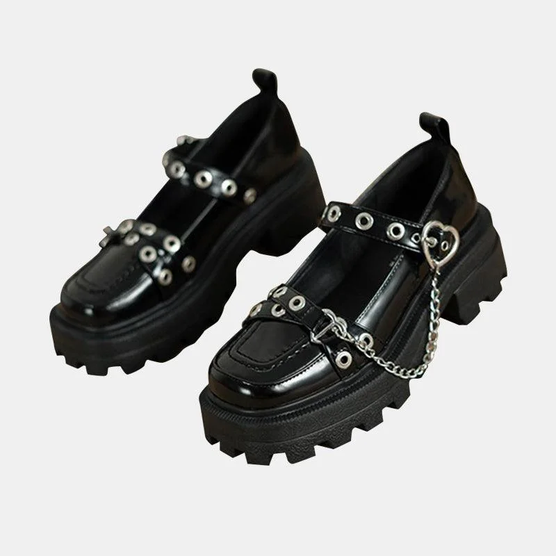 Chain British Style Thick Bottom Shoes