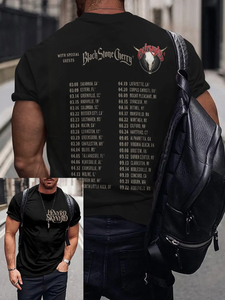 Men's Blach Stone Cherry Rock Band Rebel Inspired T-Shirt