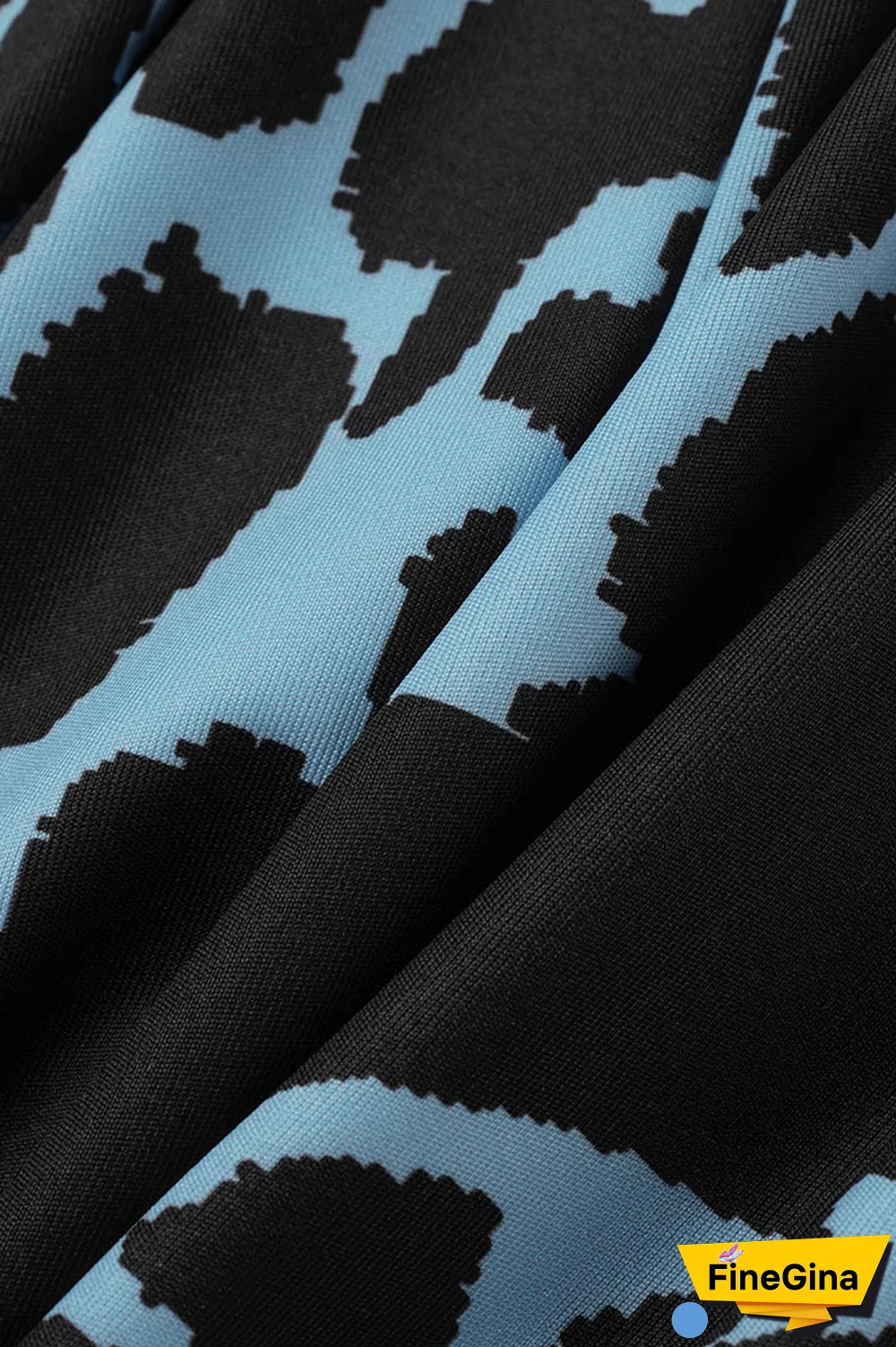 Blue Sexy Print Patchwork V Neck Pencil Skirt Dresses