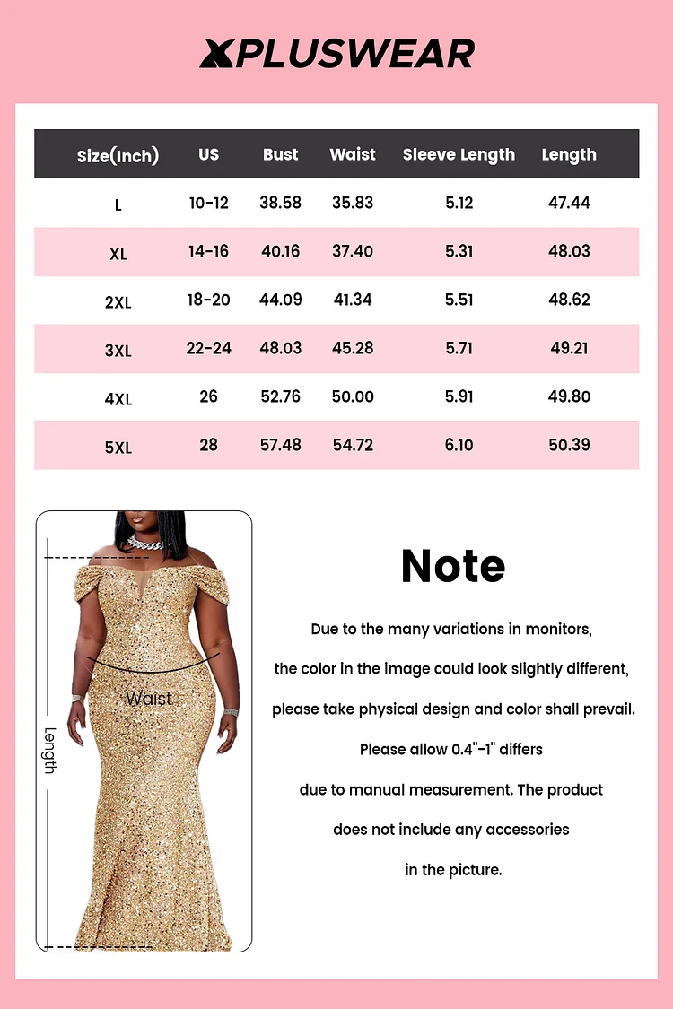 Xpluswear Design Plus Size Prom Gold Elegant Off The Shoulder Sequin Maxi Dresses [Pre-Order]