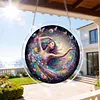 (18.5cm)DIY Acrylic Jigsaw Puzzle Window Hanging with Hanging Chain DIY Stained Glass Decoration Round Window Puzzle Decor for DIY Craft Project (Beauty)