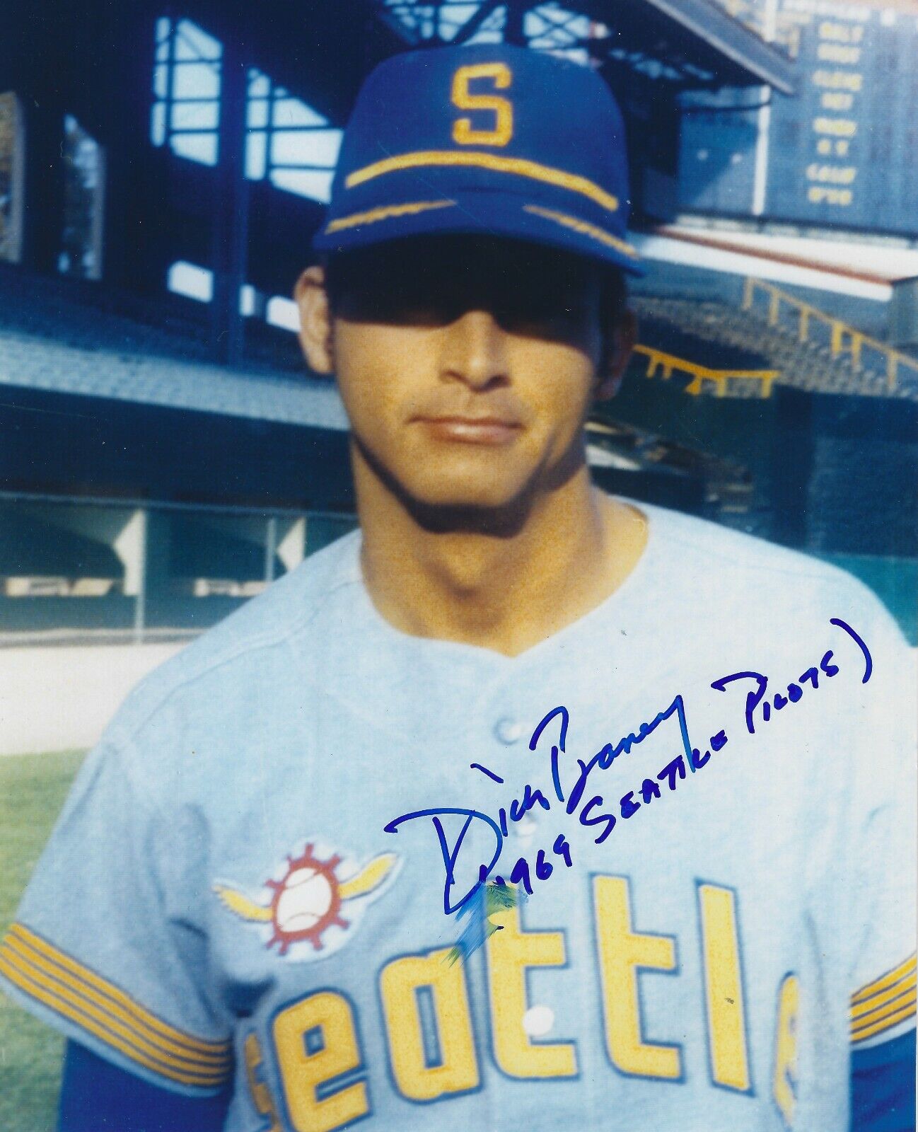 Signed 8x10 DICK BANEY Seattle Pilots Autographed Photo Poster painting - COA