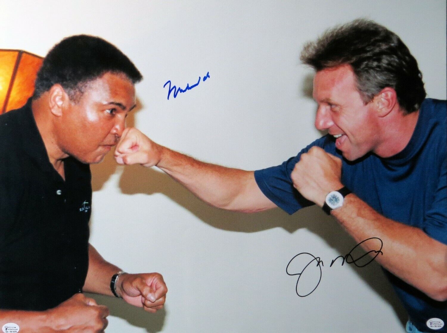 Muhammad Ali Joe Montana Signed Autographed 16X20 Photo Poster painting Punch Pose OA 7811573