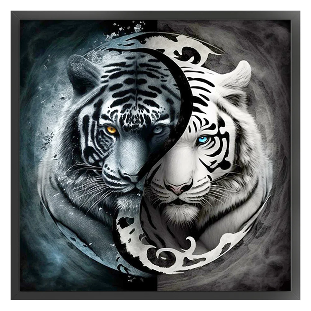 11CT Full Stamped Cross Stitch - Yin Yang Tiger(Canvas|45*45CM)