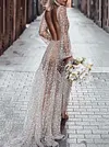 Shiny Sequinned See-Through Long Sleeves Maxi Dresses