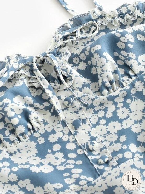 Ditsy Floral Smocked Frilled Cami Summer Dress