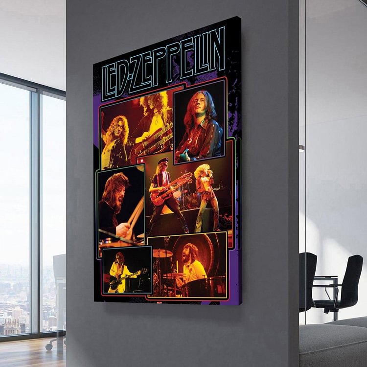 Led Zeppelin Concert Live Collage Poster Canvas Wall Art
