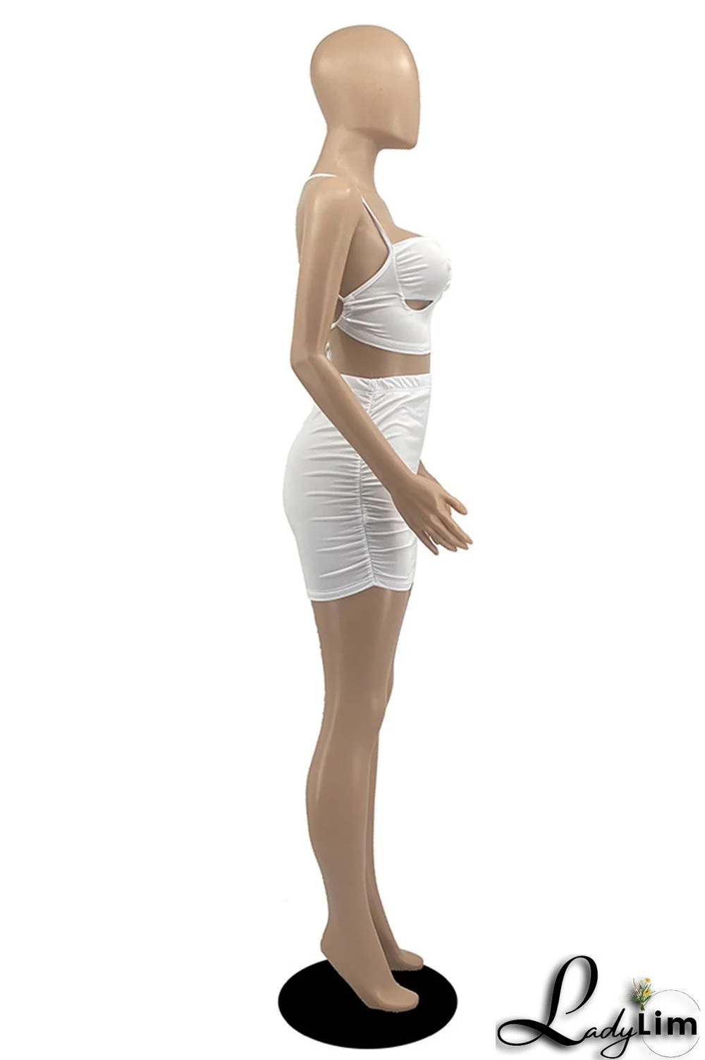 White Sexy Casual Solid Bandage Strap Design Spaghetti Strap Sleeveless Two Pieces