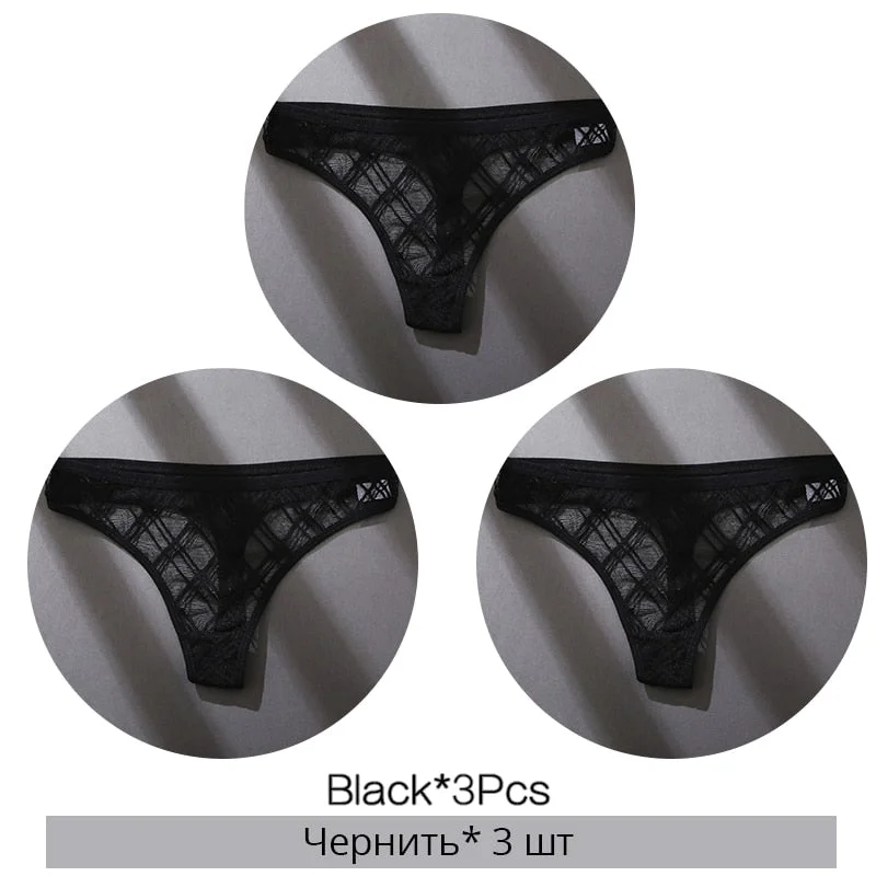 FINETOO Sexy Thongs Panties Women M-XL Transparent Lattice Underwear Ladies Lace G-string Underpants Female Thong Lingerie 2021