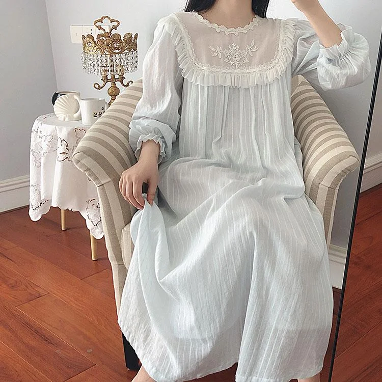 Vintage Lace Round Neck Sleep Gown QueenFunky
