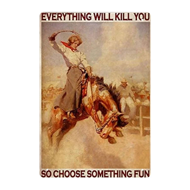 Cowboy - enseigne vintage en étain - 7.9x11.8 & 11.8x15.7inch