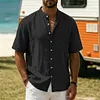Men's Vacation Surfing Linen Stand-Collar Shirt by Inlyline