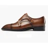 Men's Double Monk Shoes - Leather Sole