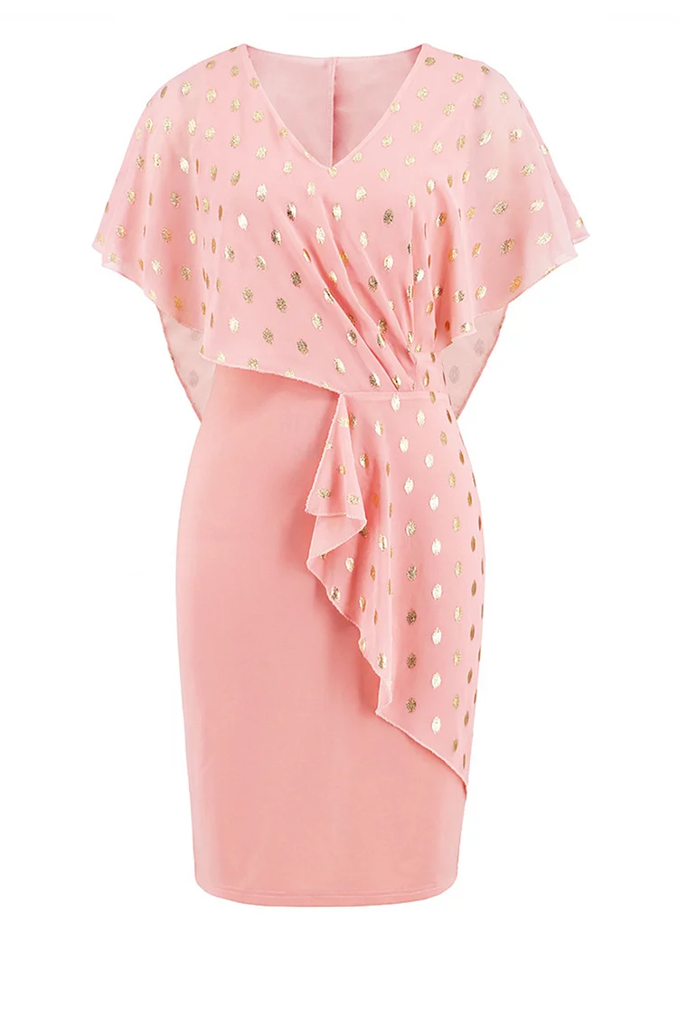 1950s Black Formal Gilded Polka Dot Chiffon Patchwork Bodycon Midi Pencil Dress