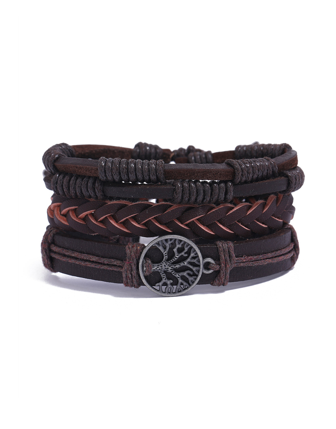 ADRAMATA Viking Bracelets Set Beads Braided Leather / TECHWEAR CLUB / Techwear